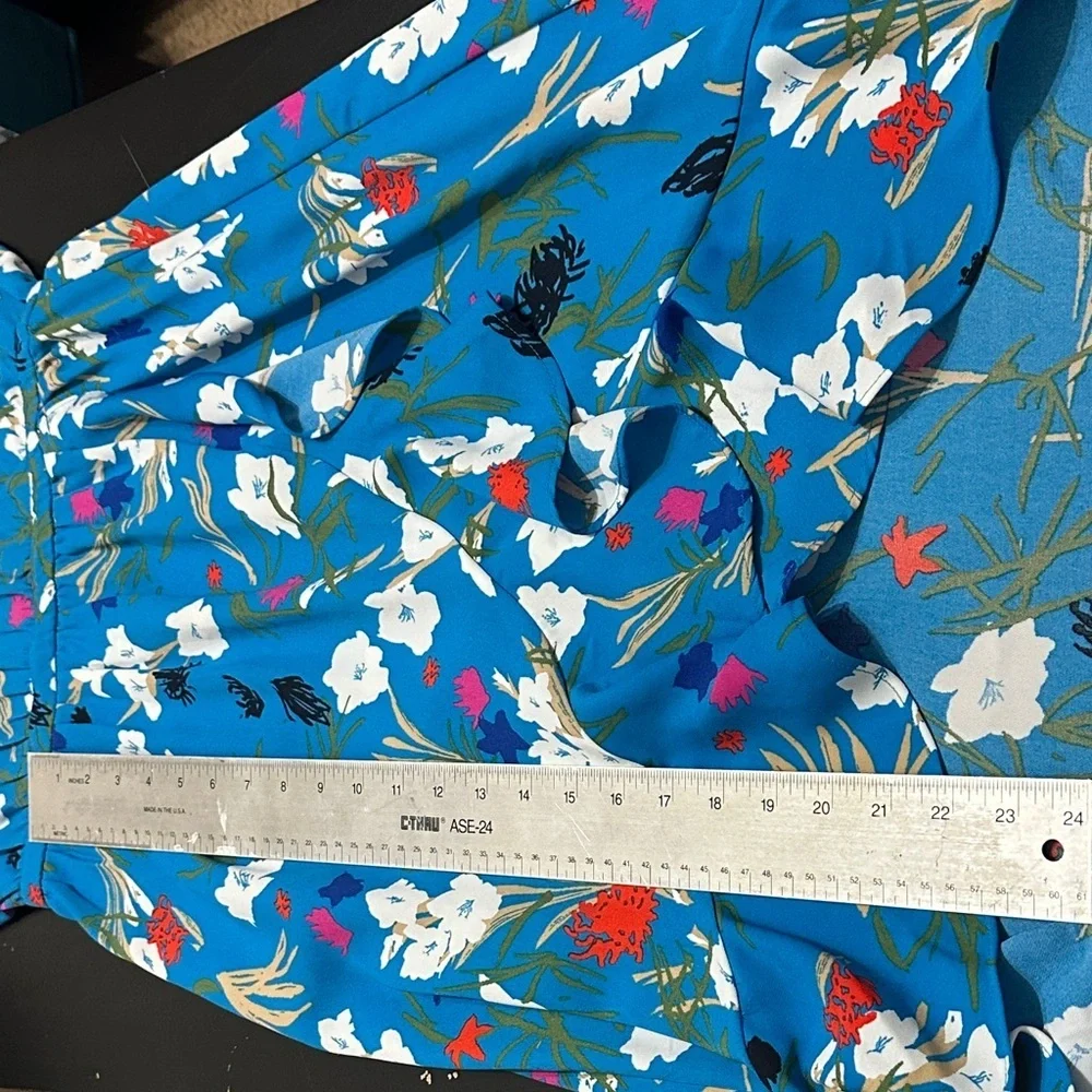 J. Crew Factory Blue Floral High Low Dress - Picture 6 of 6